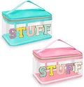 2 Pack Chenille Letter Clear Makeup Bags Stuff Pouch, Preppy Patch Makeup Bag by izuzta