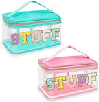 2 Pack Chenille Letter Clear Makeup Bags Stuff Pouch, Preppy Patch Makeup Bag by izuzta