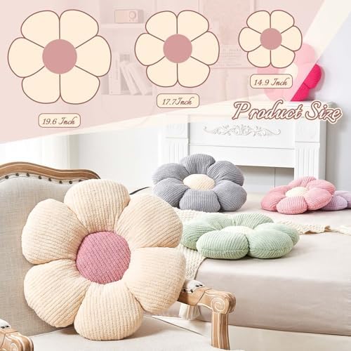 Kcvvcr Flower Throw Pillow, Soft Brown 14.9" Shaped Floor Pillow - Image 2