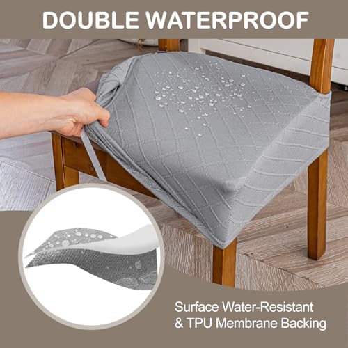 Genina Waterproof Chair Covers for Dining Room, Light Gray - Image 3