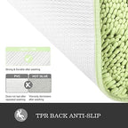 Yeaban Chenille Seafoam Green Bathroom Rug 26"x44", Non-Slip Rubber Backing - Image 3