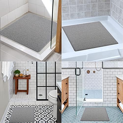 Shower Mat Non Slip Without Suction Cups 24x24 inch, PVC Loofah Bath Mat - Image 7