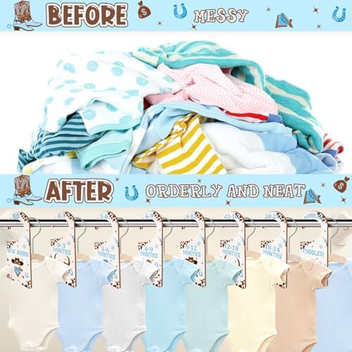 Baby Closet Dividers 8PCS, Western Cowboy Theme Wooden Double-Sided Clothes - Image 5
