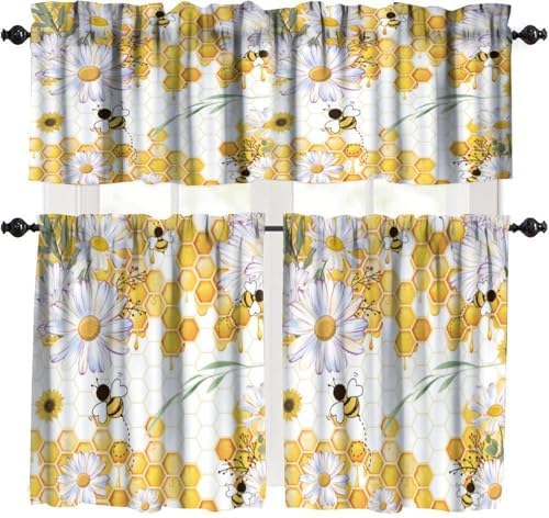 Girls Bee Valance Curtains, Spring Floral Watercolor Flower Honey Plants Window by Unknown