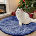 OLANLY Denim Blue Round Rugs for Bedroom by OLANLY