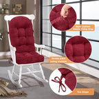 Rocking Chair Cushion, High Back, Deep Red - Image 4