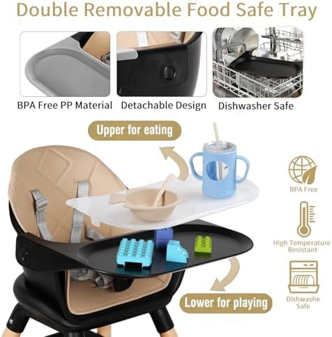 6 in 1 Baby High Chair, Convertible Wooden High Chairs - Image 4