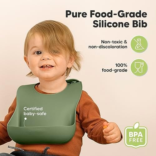 KeaBabies 2-Pack Silicone Bibs for Babies, Toddlers Girl - Image 2