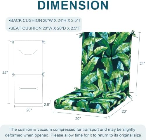 DYTXIII Outdoor High Back Chair Cushions Set of 2, 44x20 in Water Repellent - Image 3