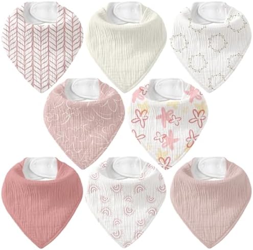 8 Pack Muslin Baby Bandana Bibs by CivaruaKids