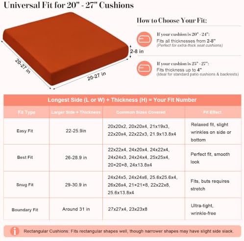 8Pcs Patio Cushion Covers Stretch Outdoor Furniture Protector Slipcovers - Image 3