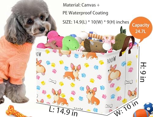 Medium Dog Toy Storage Basket Collapsible Pet Bin Box - Image 2