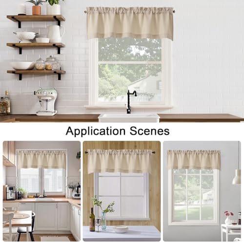 Chyhomenyc Valance for Windows, Light Filtering Faux Linen Solid Short Curtain - Image 6