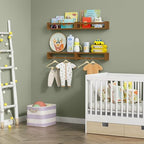 Forbena Dark Wood Nursery Kids Bookshelf Wall Mounted, Wooden Floating Nursery - Image 4