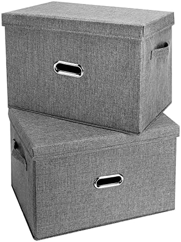 Large Linen Fabric Foldable Storage Bins by Unknown