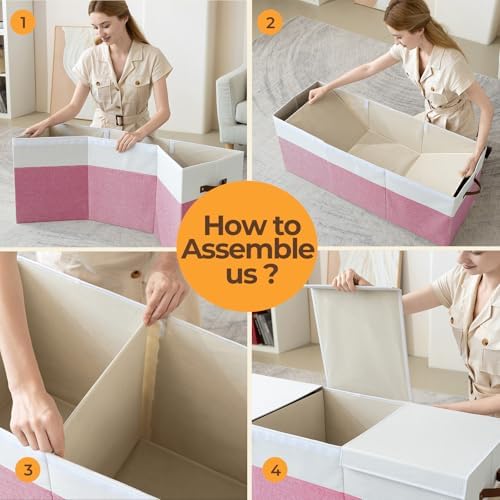 Extra Large Toy Box with Lid, Collapsible Toy Storage Chest Bin - Image 6