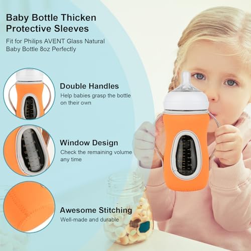 Beautyflier 2PCS Sleeve Covers for 8 oz Philips Avent Glass Natural Baby Bottle - Image 3