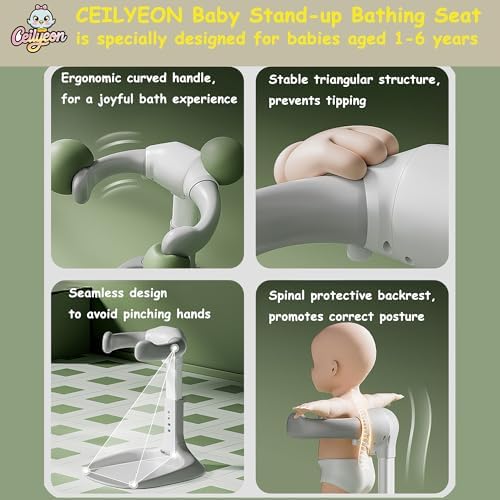 Baby Bath Stand, Foldable & Adjustable 5 Levels Infant Bath Seat, Upgraded Bath - Image 4