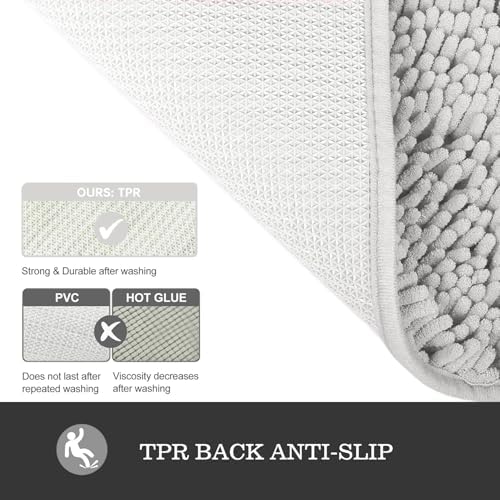 Yeaban Toilet Rugs U-Shape 20"x24", Light Gray - Image 4