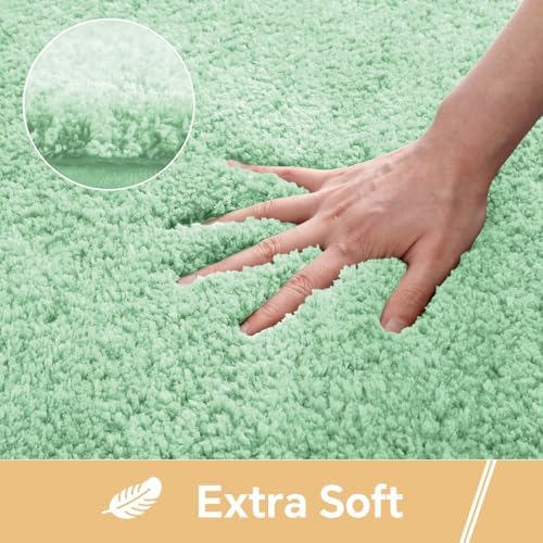 Polyester Bathroom Rug 24"x40" Light Green, Non-Slip Soft Bath Mat - Image 3