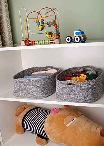 Woven Cotton Rope Storage Basket, Cube Changing Table Organizer - Image 6