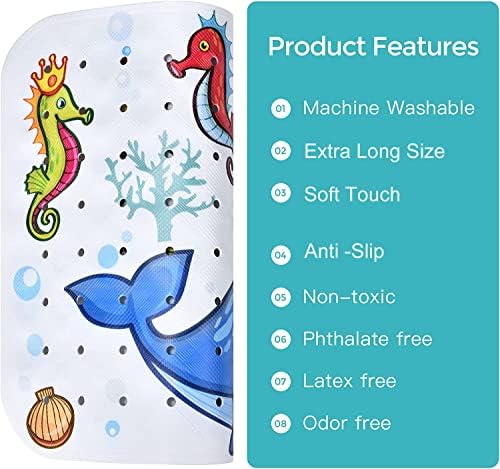 Baby Bath Mat for Tub Kids Non Slip Bathtub Mats Baby Extra Long 40X16 Inch - Image 4