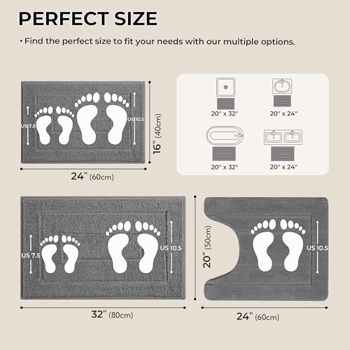 GRANNY SAYS Deep Grey Bathroom Rugs Set 3 Piece, Soft Microfiber Bath Mats - Image 2