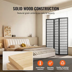 VEVOR Room Divider, 3 Panel Japanese Room Divider, Wood Folding Privacy Screen - Image 4