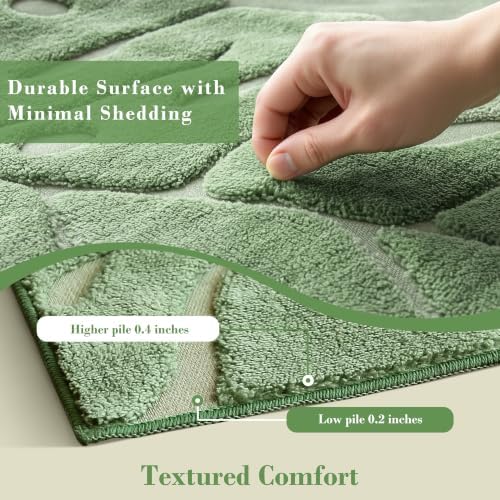 Sage Green Monstera 8x10 Area Rugs High-Low Plush Pile Washable - Image 3