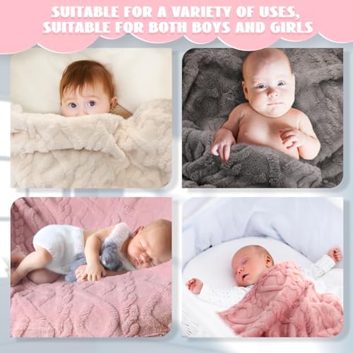 VitalCozy 4 Pcs Fleece Baby Blankets 3D Plush Soft Newborn - Image 6