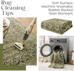 Olive and Tan Rug 5x8 Neutral Floral Soft Carpet Washable - Image 4