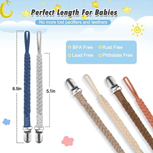 POKIPAW Pacifier Clip for Boys and Girls, 6 Pack Baby Pacifier Holder Leash - Image 3