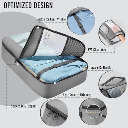 Veken 10 Set Packing Cubes for Travel Essentials, Anti-Wrinkle Buckled Suitcase - Image 4