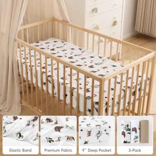 david's kids 3 Pack Fitted Crib Sheets, Ultra Soft Breathable Comfortable Baby - Image 4