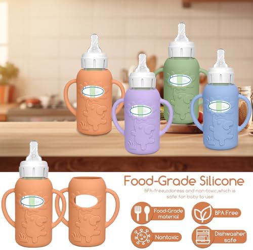 4 Pack Silicone Sleeves for Dr. Brown's Glass Baby Bottles, Anti Breakage Baby - Image 5