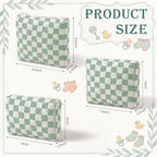 3 Pack Diaper Bag Set Quilted Cotton Green Checkered Diaper Pouches - Image 2