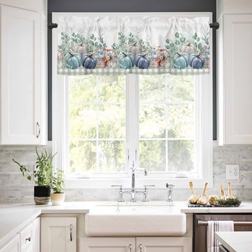 Fall Thanksgiving Kitchen Curtains and Valances Set, Farmhouse Plaid - Image 2