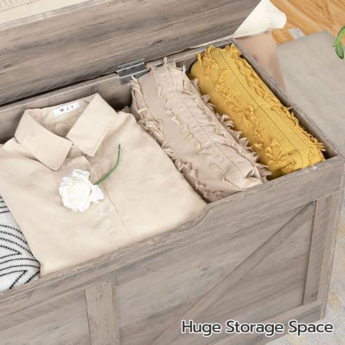 HOOBRO Storage Bench, 39.4” Retro Wooden Storage Chest - Image 4