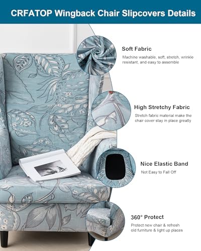 CRFATOP Wingback Chair Covers Stretch Armchair Slipcovers - Image 2