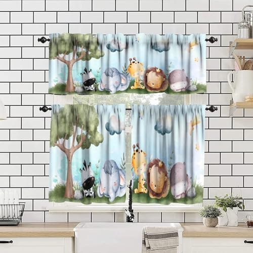 Animals Nursery Valance Curtain Baby Boy Girl Bear Fox Deer Bunny Short Half - Image 4