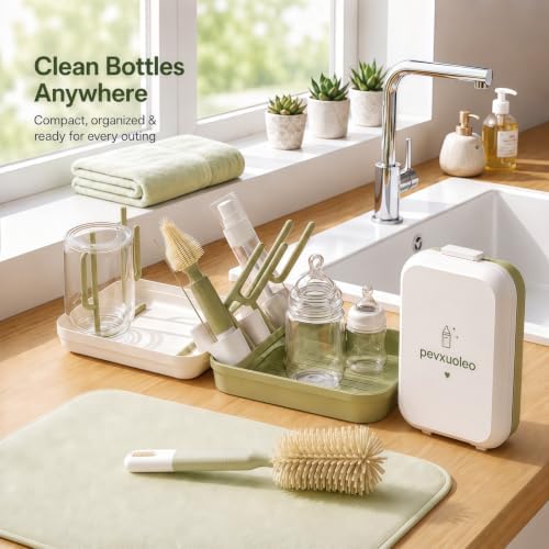 8-in-1 Baby Bottle Cleaning Kit, Portable Brush Set & Drying Rack - Image 3