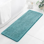 Chenille Bathroom Runner Rug 17"x47" Aqua, Plush Bath Mat by Kildoss