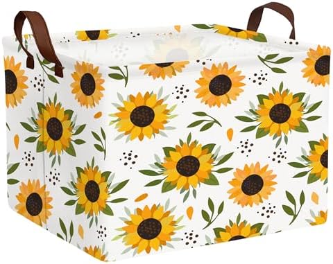 Sunflower Empty Gift Storage Basket Collapsible Canvas Baby Toy Bin Decor by BOOHIT