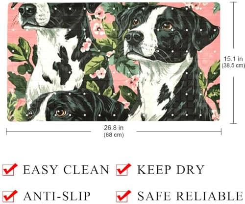 Bathtub Mat Non Slip 26.8x15.1 Inch, Flower Dogs Shower Mat - Image 4
