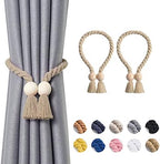 NICEEC 2 Pack Wooden Ball Magnetic Curtain Tiebacks Boho Home Decor Drape Tie by NICEEC