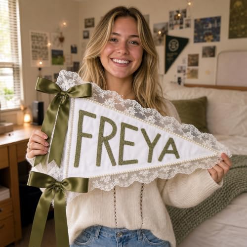 Personalized Name Embroidered Pennant Canvas Banner - Image 2