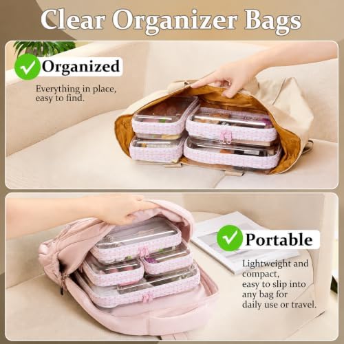 4 pcs Clear Zipper Pouches, Hard Shell Zipper Case, Toiletry Bag - Image 5