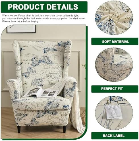 CRFATOP Wingback Chair Cover Butterfly Armchair Slipcover - Image 2