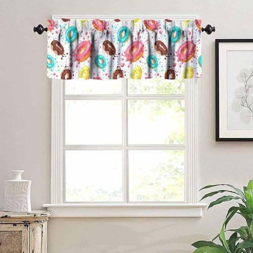Donut Valances Curtain Colorful Donut Chocolate Lemon Blue Mint Pattern Window - Image 5