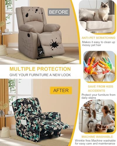 NILUOH Stretch Recliner Covers 4 Piece, Non-Slip Lazy Boy Chair Covers - Image 5